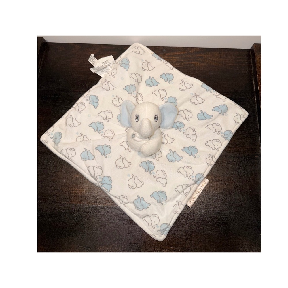 Blankets & Beyond Plush Elephant Lovey Security Blanket Baby Soft Blue‎ Gray